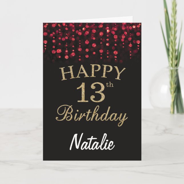 Carte de Parties scintillant Black and Red Gold 13 (Devant)