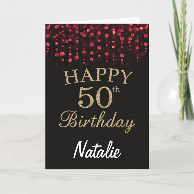 Carte de Parties scintillant Black and Red Gold 50 (Devant)