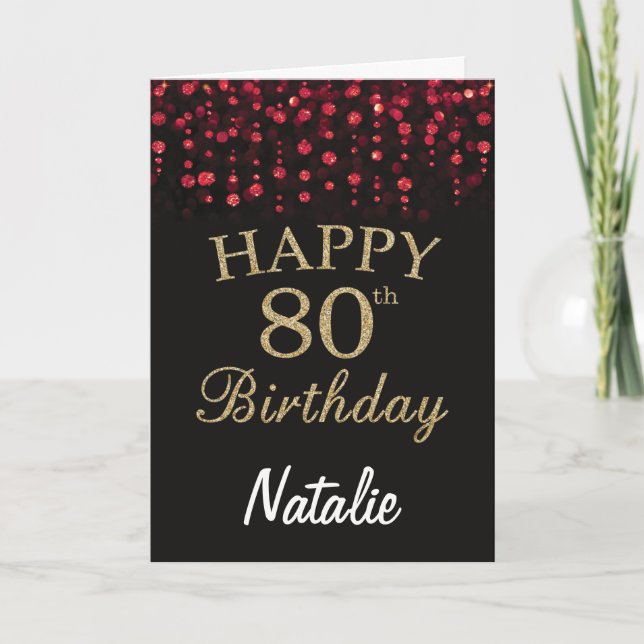 Carte de Parties scintillant Black and Red Gold 80 (Devant)