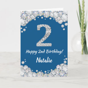 Carte de Parties scintillant Bleu et Argent Joyeux