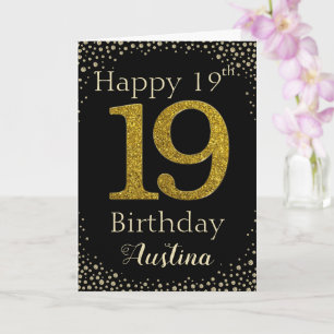 Carte de Parties scintillant d'or 19e anniversaire