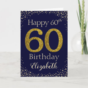 Carte de Parties scintillant d'or 60e anniversaire