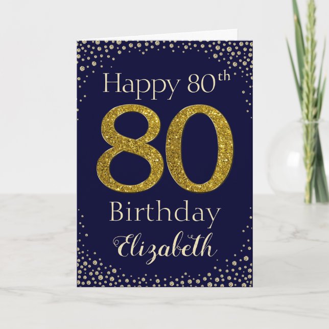 Carte de Parties scintillant d'or 80e anniversaire (Devant)