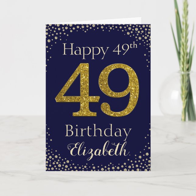 Carte de Parties scintillant d'or du 49e anniversa (Devant)
