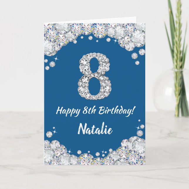 Carte de Parties scintillant Joyeuse 8 Anniversair (Devant)