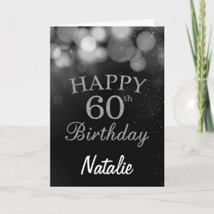 Carte de Parties scintillant noir et argent 60e an