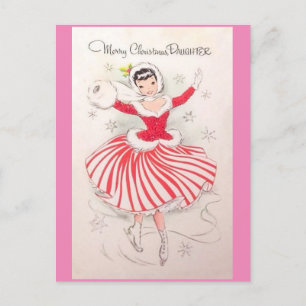 Carte de patinage sur glace de Noël Vintage pour f