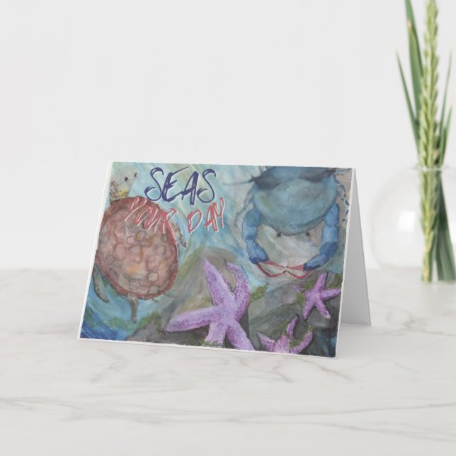 carte de paysage marin à l'aquarelle Seas Your Day (Devant)