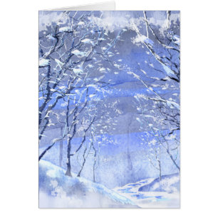 Carte de peinture à l'aquarelle Christmas Winter W