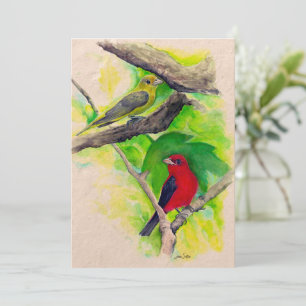 Carte de peinture à l'aquarelle pour les oiseaux d