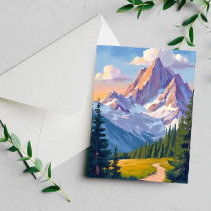 Carte de peinture aquarelle de la chaîne de montag