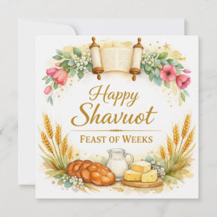 Carte de peinture de la fête joyeuse de Shavuot, j