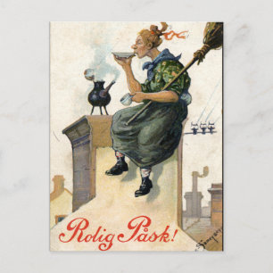 Carte de peinture de Pâques suédoise vintage