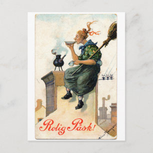 Carte de peinture de Pâques suédoise vintage