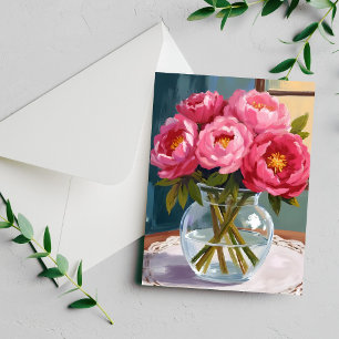 Carte de peinture florale aquarelle bouquet de piv