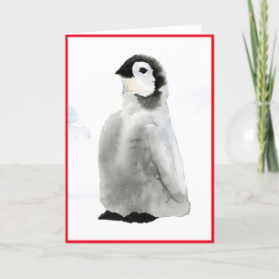 CARTE DE PENGUIN EN COULEUR D'EAU PLIÉE NOËL