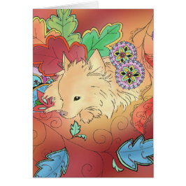 Carte de pensée de Pomeranian (blanc)