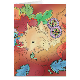 Carte de pensée de Pomeranian (blanc)