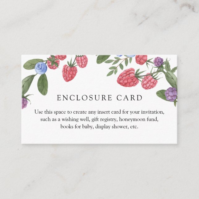 Carte de personnalisation de l'emballage Berry Swe (Devant)