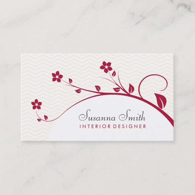 Carte de personnel avec des fleurs rouges et (Devant)