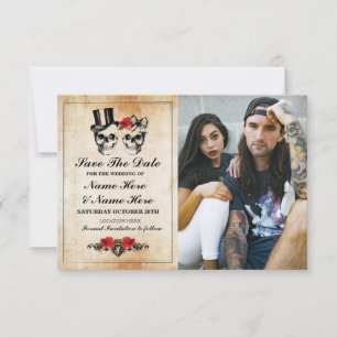 Carte de Photo Crânes Rustiques 'Save The Date' Go