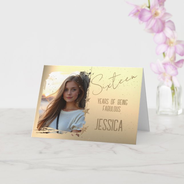 Carte de photo d'anniversaire 16 ans (Orchidée)