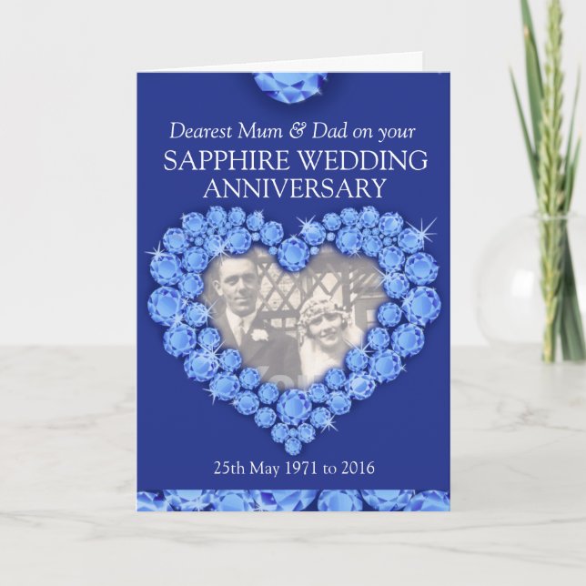 Carte de photo d'anniversaire de mariage saphir po (Devant)