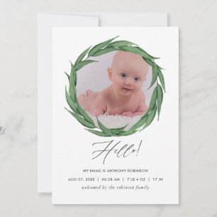 Carte de photo d'annonce de naissance à la gouache