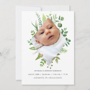 Carte de photo d'annonce de naissance à la gouache