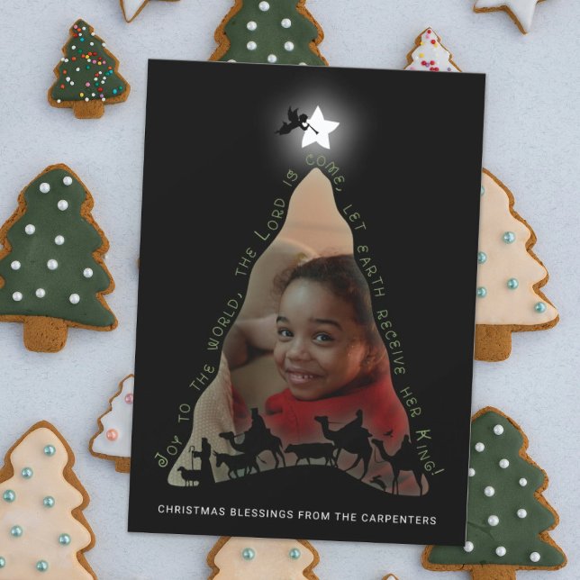 Carte de photo d'arbre de Noël de la Nativité (Créateur téléchargé)