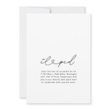 Carte de photo de mariage à cœur et écriture chic 