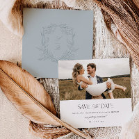Carte de photo de mariage Jacquard Crest Save the