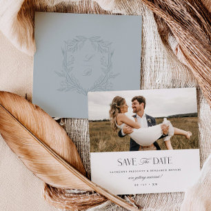 Carte de photo de mariage Jacquard Crest Save the