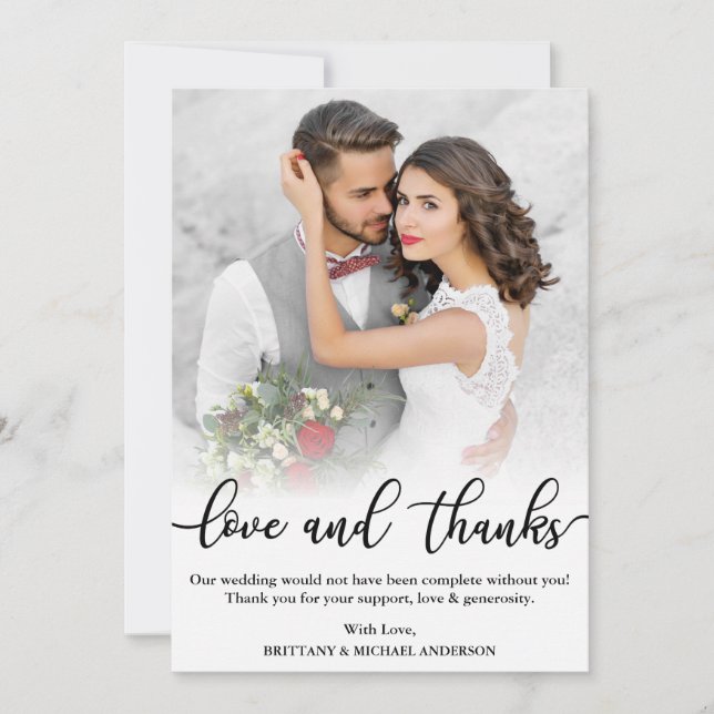 Carte de photo de mariage noir script Amour et Mer (Devant)