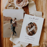 Carte de photo de mariage ovale minimale pour anno