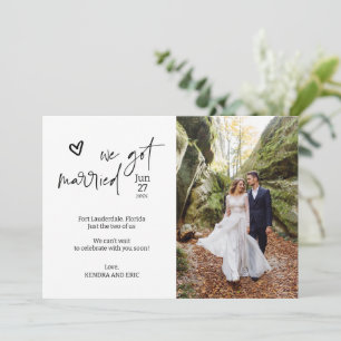 Carte de photo de mariage surprise moderne Nous no
