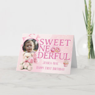 Carte de photo de premier anniversaire douce Onede