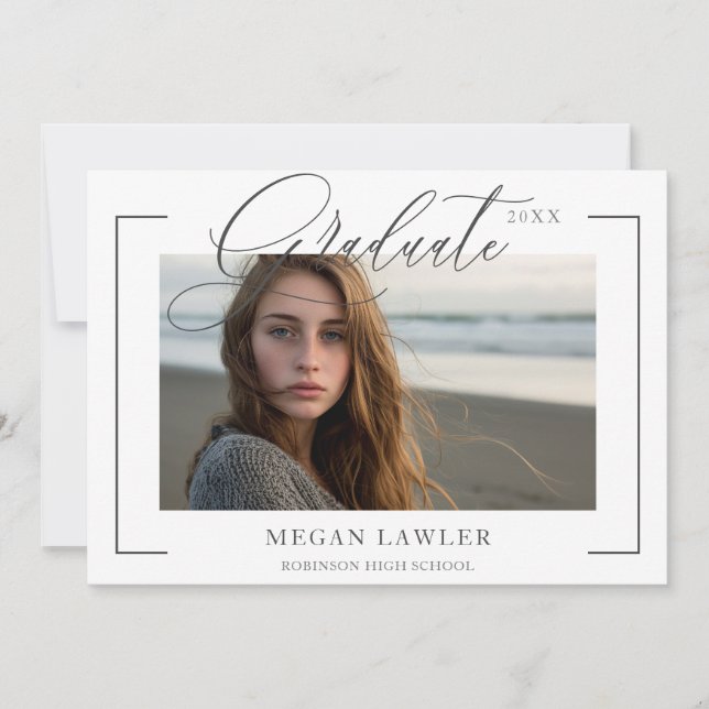 Carte de photo d'invitation à une fête de remise d (Devant)