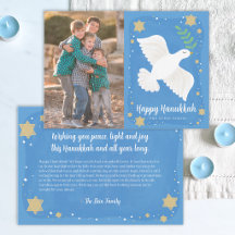 Carte de photo horizontale Hanukkah Dove 5x7"