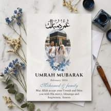 Carte de photo personnalisée Umrah Mubarak Islam p