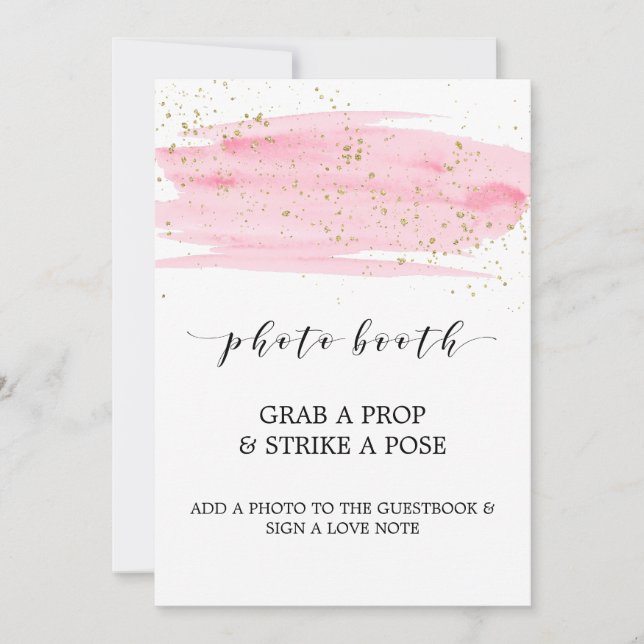 Carte de photomaton rose et or aquarelle (Devant)