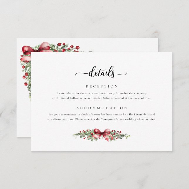 Carte de pièce pour Noël d'hiver (Devant / Derrière)