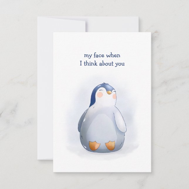 Carte de pingouin pour bébé sucré de Saint Valenti (Devant)