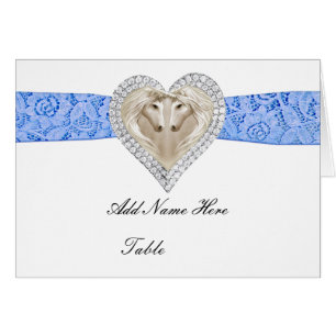 Carte de place de la table en dentelle bleue Unico