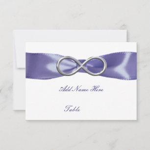 Carte de place de table en argent violet bleu