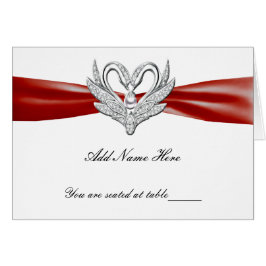 Carte de place de table pliée en argent rouge ruba