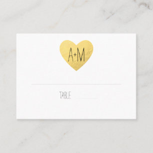 Carte de place d'escorte de mariage de coeur d'or