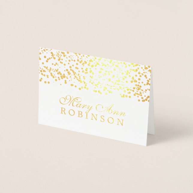 Carte de place d'invité Gold Foil Confetti (Devant)
