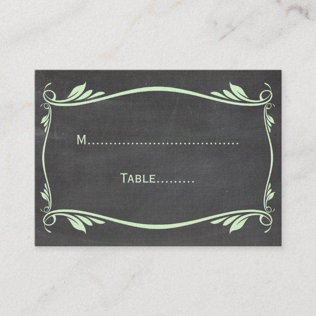 Carte de place en tableau de bord vert (Devant)