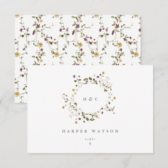 Carte de place Fleur sauvage séché Pampas Floral M (Devant / Derrière)